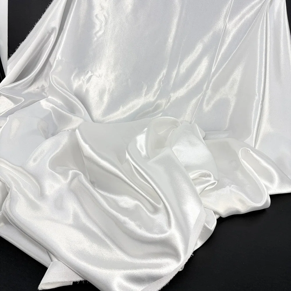 Satin Fabric White 45x73 Silky Shiny Crafting Sewing DIY Bridal Lux Glamour